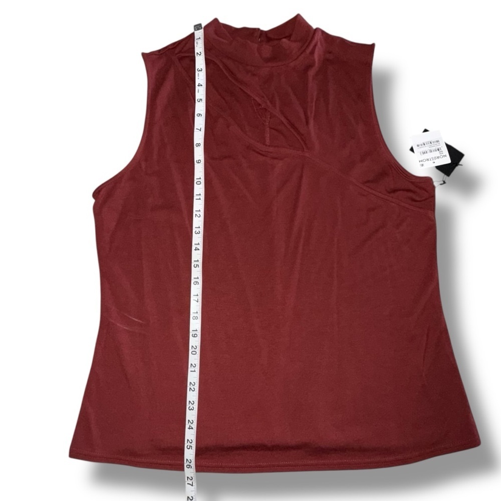 NWT HALOGEN Cut-Out Sleeveless Mock Neck Top - XXL Burgundy Russet - Picture 10 of 10